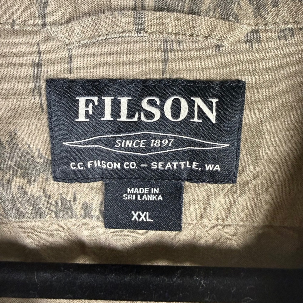 Filson Men's Smokey The Bear Print Short Sleeve Button Down Shirt Size XXL - Picture 2 of 6